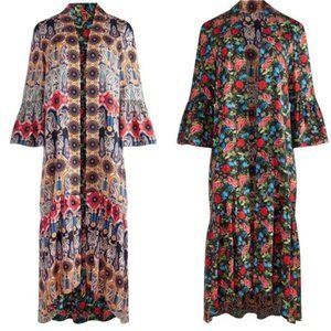 Alice & Olivia Dottie Reversible Bell Sleeve Satin Duster